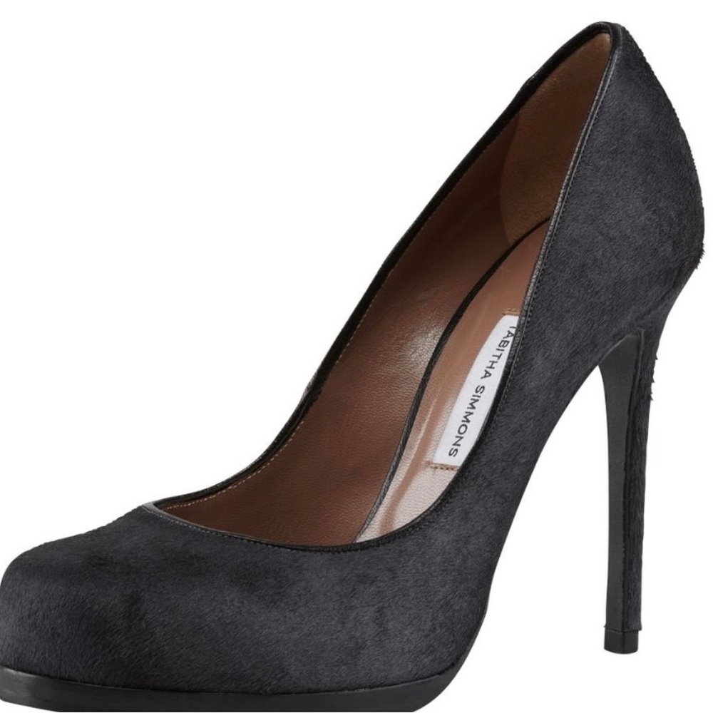Tabitha Simmons Black Calf Hair Platform Pumps